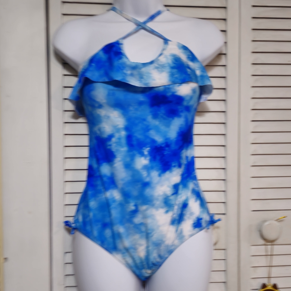 Girls‎ 15-16 Teen Blue Tie-Dye One Piece Swimsuit